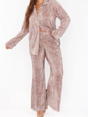Show Me Your MuMu Overtime Button Down and Pants Set In Snake Pleat - Size XXL